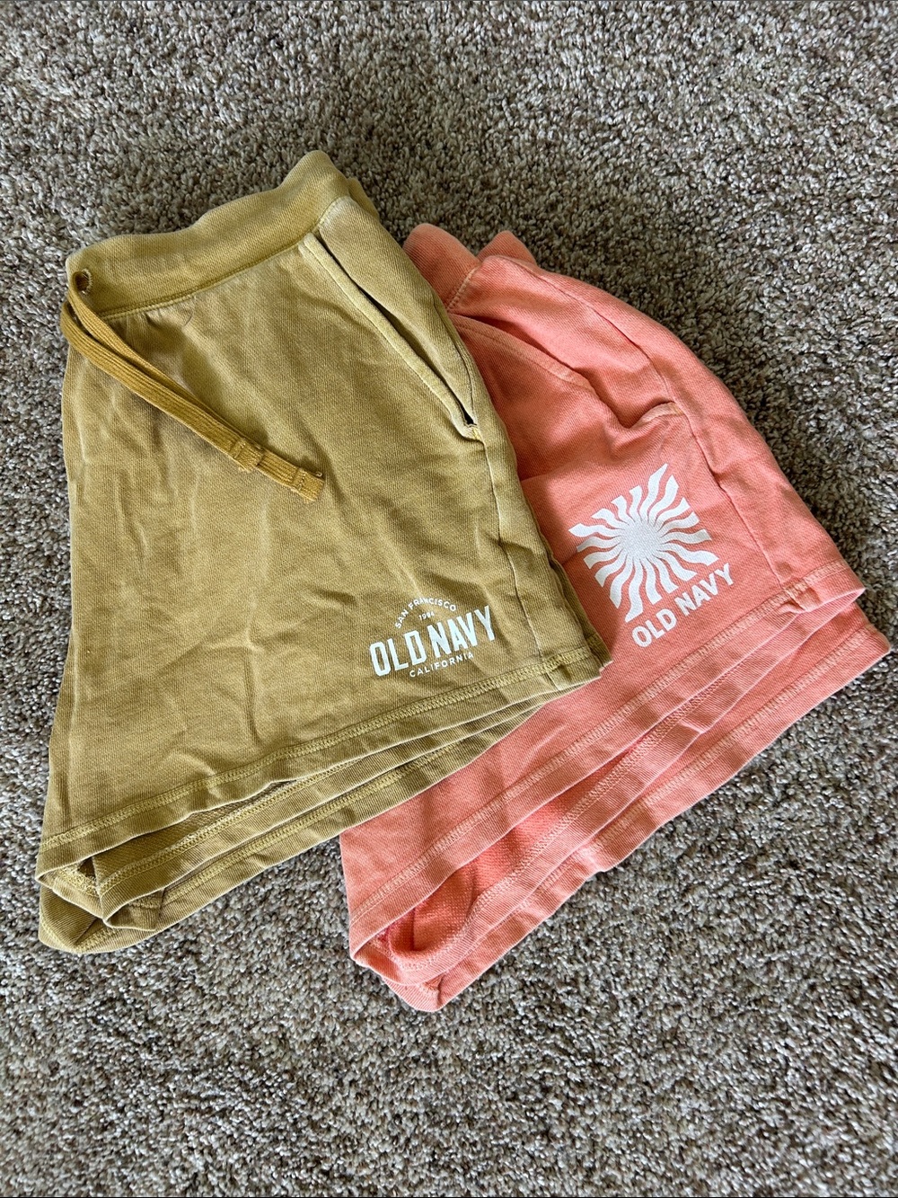 Old Navy Cotton Short Duo in Mustard and Coral Pink